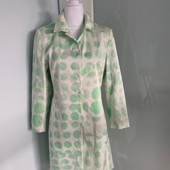 Tahari 3/4 Length Large Jacket with Pastel Green Polka Dots - Picture 2 of 5